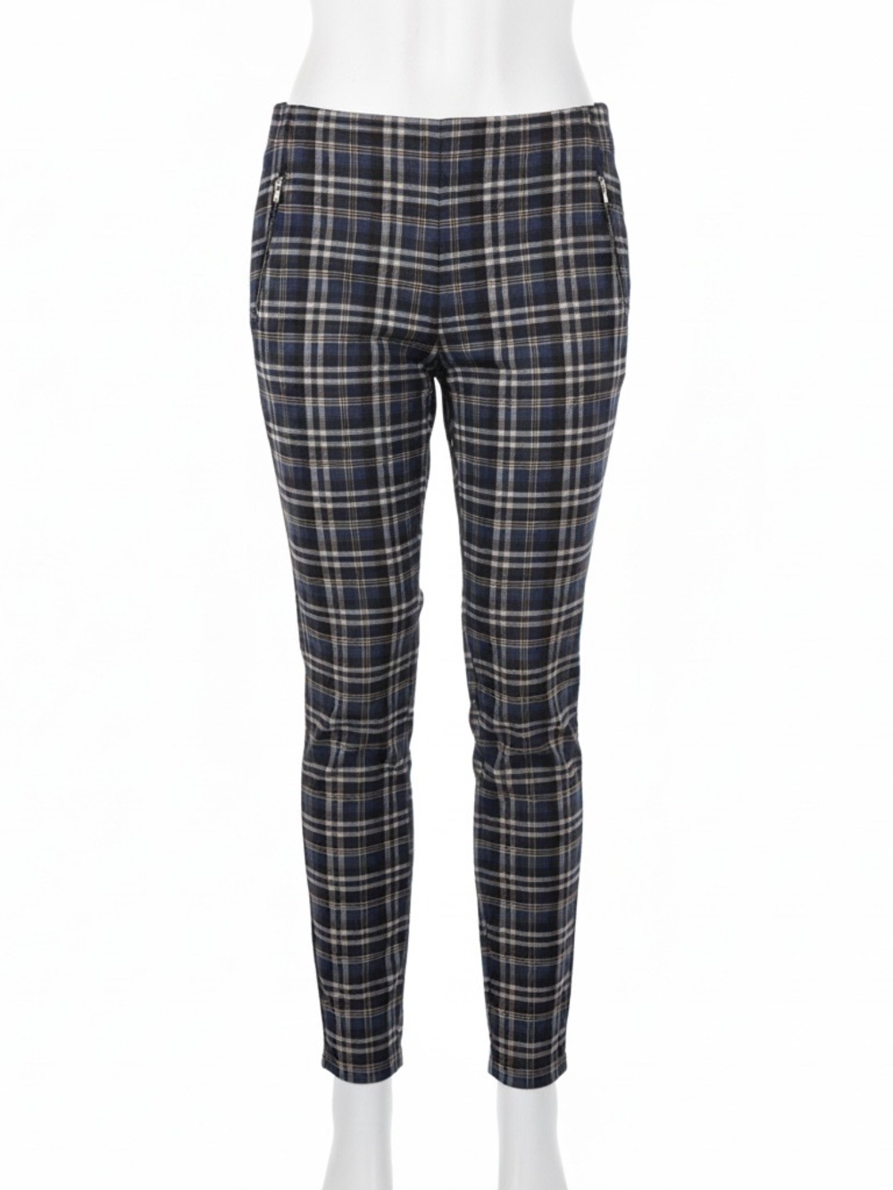 Tommy Hilfiger Navy and Cream Plaid Skinny Ankle Pants